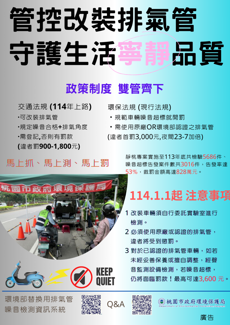 114年1月1日起未認證車輛將依法告發,呼顴市民共同維護居住環境。